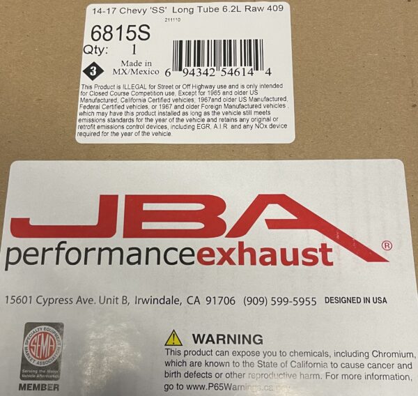 JBA 6815S Exhaust Headers 1 7/8 inch Long Tube Steel Headers 14-17 Chevy SS 6.2L - Image 3