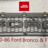 80-86 Ford F150 Bronco Raptor Grille Grill w/ Letters & LED Lights 1980-1986